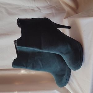 Teal suede high heel stiletto booties